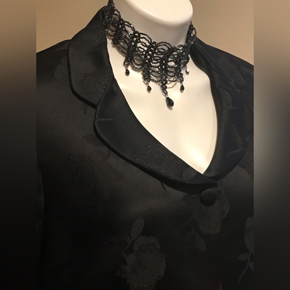 Isabel Ardee Small Black column 1 Button Light Floral Pattern Jacket Sz 12 - Picture 2 of 10